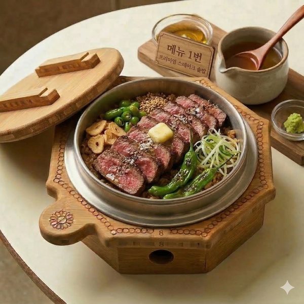 프리미엄 스테이크 솥밥